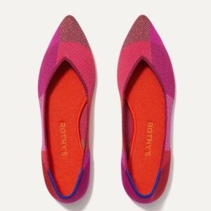 Rothy's Metallic Pomegranate Fuchsia Shimmer Colorblock Comfy Pointed Toe Flats